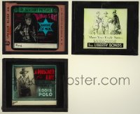 5d0672 LOT OF 3 GLASS SLIDES IN MUCH LESSER CONDITION 1920s great images from silent movies!