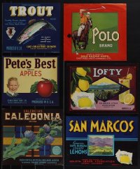 5d0465 LOT OF 6 1930S-40S FRUIT CRATE LABELS 1930s-1940s apples, lemons, all with great art!