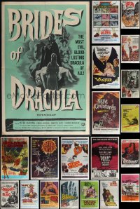 5d1162 LOT OF 20 FORMERLY FOLDED 1960S HORROR/SCI-FI/FANTASY ONE-SHEETS 1960s great titles & art!