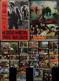 5d0861 LOT OF 29 FORMERLY FOLDED HORROR/SCI-FI/FANTASY ITALIAN 19X27 PHOTOBUSTAS 1950s-1970s cool!