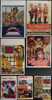 5d0815 LOT OF 14 UNFOLDED & FORMERLY FOLDED BELGIAN POSTERS 1950s-1980s a variety of movie images!