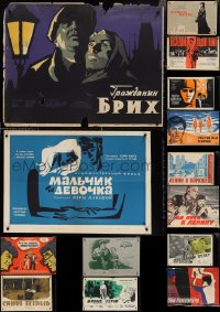 5d0877 LOT OF 16 FORMERLY FOLDED RUSSIAN POSTERS 1950s-1970s great images from a variety of movies!