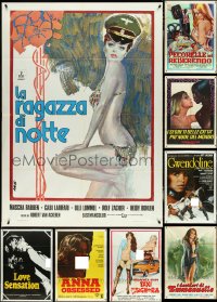 5d0052 LOT OF 11 FOLDED SEXPLOITATION ITALIAN ONE-PANELS 1970s-1990s sexy images with some nudity!
