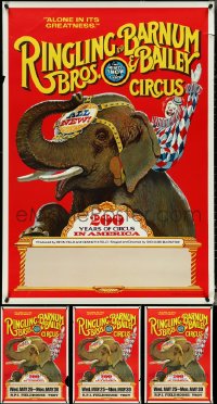 5d0914 LOT OF 4 UNFOLDED RINGLING BROS & BARNUM & BAILEY CIRCUS POSTERS 1975 elephant & clown art!