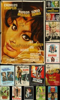 5d0935 LOT OF 16 FORMERLY FOLDED SPANISH POSTERS 1960s-1980s a variety of cool movie images!