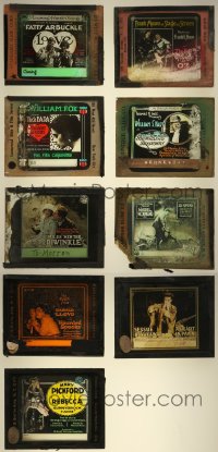 5d0659 LOT OF 9 GLASS SLIDES IN MUCH LESSER CONDITION 1920s great images from silent movies!