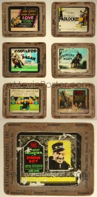 5d0667 LOT OF 7 CRACKED GLASS SLIDES 1920s great images from a variety of silent movies!