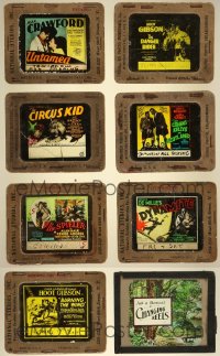 5d0663 LOT OF 8 CRACKED GLASS SLIDES 1920s great images from a variety of silent movies!