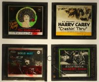 5d0671 LOT OF 4 CRACKED GLASS SLIDES 1920s great images from a variety of silent movies!