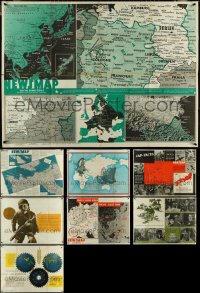 5d0438 LOT OF 4 FOLDED NEWSMAP WAR POSTERS 1940s cool World War II images & information!