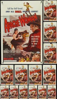 5d1017 LOT OF 21 FORMERLY TRI-FOLDED APACHE WOMAN ONE-SHEETS 1955 half-breed emotions of raw fury!