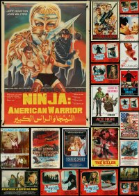 5d0489 LOT OF 24 FOLDED NON-US POSTERS 1970s-1990s a variety of cool movie images!