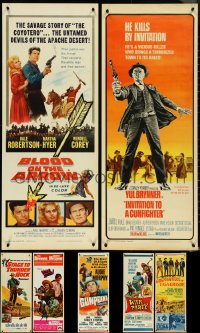 5d0797 LOT OF 11 MOSTLY UNFOLDED COWBOY WESTERN INSERTS 1960s great images from several movies!