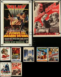 5d0072 LOT OF 9 LINENBACKED HORROR/SCI-FI BELGIAN POSTERS 1950s-1960s a variety of cool images!