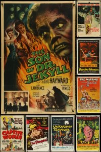 5d1188 LOT OF 9 FORMERLY FOLDED 1950S HORROR/SCI-FI/FANTASY ONE-SHEETS 1950s great titles & art!