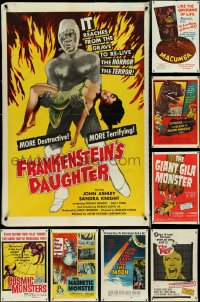 5d1187 LOT OF 10 FORMERLY FOLDED 1950S HORROR/SCI-FI/FANTASY ONE-SHEETS 1950s great titles & art!