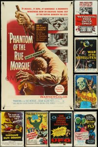 5d1179 LOT OF 13 FORMERLY FOLDED 1950S HORROR/SCI-FI/FANTASY ONE-SHEETS 1950s great titles & art!