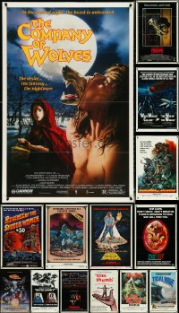 5d1171 LOT OF 15 FORMERLY FOLDED 1970S & NEWER HORROR/SCI-FI/FANTASY ONE-SHEETS 1970s-1980s cool!