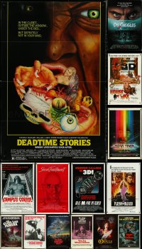 5d1165 LOT OF 18 FORMERLY FOLDED 1970S & NEWER HORROR/SCI-FI/FANTASY ONE-SHEETS 1970s-1990s cool!