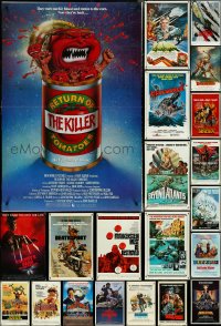 5d1156 LOT OF 22 FORMERLY FOLDED 1970S & NEWER HORROR/SCI-FI/FANTASY ONE-SHEETS 1970s-1990s cool!