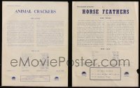 5d0415 LOT OF 2 MARX BROS ENGLISH PRESS SHEETS 1930s from Animal Crackers and Horse Feathers!