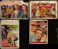 5d0822 LOT OF 4 FORMERLY FOLDED ERROL FLYNN BELGIAN POSTERS 1950s cool movie images!