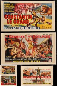 5d0092 LOT OF 5 SWORD & SANDAL HORIZONTAL LINENBACKED BELGIAN POSTERS 1960s cool movie images!