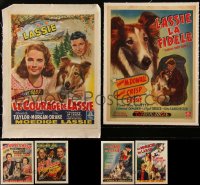 5d0089 LOT OF 6 LASSIE LINENBACKED BELGIAN POSTERS 1950s a variety of cool movie images!