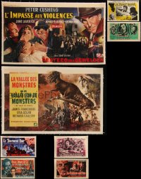 5d0082 LOT OF 8 HORROR HORIZONTAL LINENBACKED BELGIAN POSTERS 1960s a variety of cool movie images!