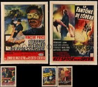 5d0093 LOT OF 5 HORROR LINENBACKED BELGIAN POSTERS 1950s-1960s a variety of cool movie images!