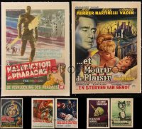 5d0086 LOT OF 7 HORROR LINENBACKED BELGIAN POSTERS 1960s-1970s a variety of cool movie images!