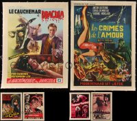 5d0090 LOT OF 6 HORROR LINENBACKED BELGIAN POSTERS 1950s-1960s a variety of scary images!