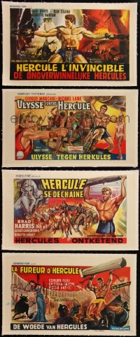 5d0097 LOT OF 4 HERCULES HORIZONTAL LINENBACKED BELGIAN POSTERS 1960s cool strongman images!