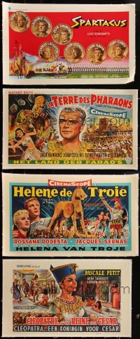 5d0096 LOT OF 4 HISTORICAL HORIZONTAL LINENBACKED BELGIAN POSTERS 1950s-1970s cool movie images!