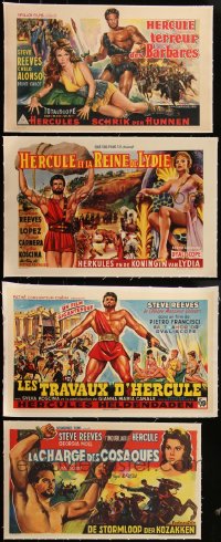 5d0095 LOT OF 4 STEVE REEVES HERCULES HORIZONTAL LINENBACKED BELGIAN POSTERS 1950s-1960s cool images!