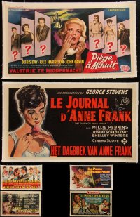 5d0091 LOT OF 6 HORIZONTAL LINENBACKED BELGIAN POSTERS 1950s-1960s a variety of cool movie images!