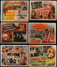 5d0113 LOT OF 6 SWASHBUCKLER LINENBACKED MEXICAN LOBBY CARDS 1950s great movie scenes!