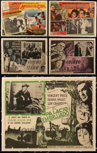 5d0116 LOT OF 5 VINCENT PRICE HORROR MOVIE LINENBACKED MEXICAN LOBBY CARDS 1950s-1960s cool!