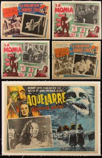 5d0098 LOT OF 13 HORROR LINENBACKED MEXICAN LOBBY CARDS 1950s-1960s cool monster scenes!