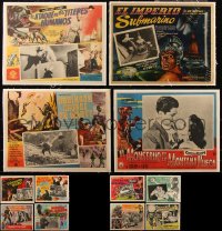 5d0099 LOT OF 12 HORROR/SCI-FI LINENBACKED MEXICAN LOBBY CARDS 1950s-1960s cool monster scenes!