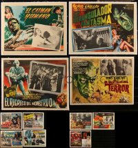 5d0100 LOT OF 11 HORROR/SCI-FI LINENBACKED MEXICAN LOBBY CARDS 1950s-1960s cool monster images!