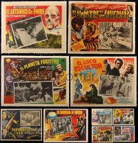 5d0102 LOT OF 10 HORROR/SCI-FI LINENBACKED MEXICAN LOBBY CARDS 1950s-1960s cool monster images!