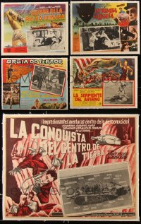 5d0104 LOT OF 9 HORROR/SCI-FI LINENBACKED MEXICAN LOBBY CARDS 1950s-1960s cool monster images!