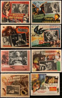 5d0106 LOT OF 8 HORROR/SCI-FI LINENBACKED MEXICAN LOBBY CARDS 1960s cool monster images!