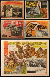 5d0117 LOT OF 5 HORROR/SCI-FI LINENBACKED MEXICAN LOBBY CARDS 1950s-1960s cool monster images!