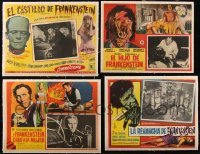 5d0120 LOT OF 4 FRANKENSTEIN MOVIE LINENBACKED MEXICAN LOBBY CARDS 1950s-1960s cool monster images!