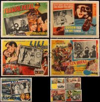 5d0103 LOT OF 9 LINENBACKED MEXICAN LOBBY CARDS 1950s-1960s great scenes from a variety of movies!