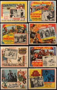 5d0105 LOT OF 8 LINENBACKED MEXICAN LOBBY CARDS 1950s-1960s great scenes from a variety of movies!