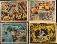 5d0119 LOT OF 4 TARZAN LINENBACKED MEXICAN LOBBY CARDS 1950s-1960s great jungle scenes!