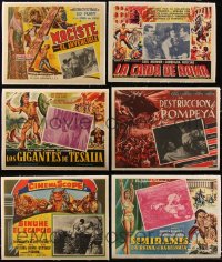 5d0112 LOT OF 6 SWORD & SANDAL LINENBACKED MEXICAN LOBBY CARDS 1950s-1960s cool movie scenes!